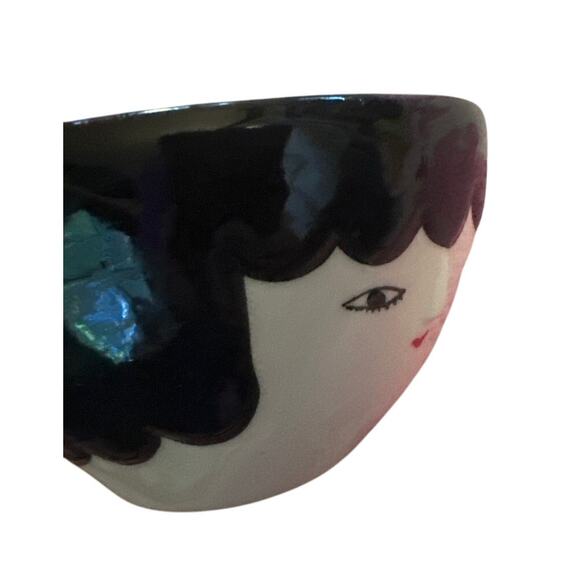 Anthropologie Kinska Raya Face Pot Ceramic Planter Girl Face Succulent Painted - Picture 5 of 8